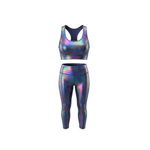 Ensemble de yoga grande taille pour femme, motif uni, séchage rapide, soutien-gorge de sport et leggings taille mi-haute, 2 pièces, vêtements de fitness et d'entraînement - Product Image 1