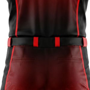 <b>Red</b> Black Baseball Kit for Men Full Uniform Button Down Jersey Pants <b>Belt</b> Breathable Lightweight Athletic Team Tournament Sports - Product Image 3
