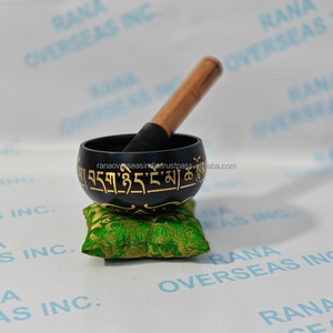 Juego de Cuencos Tibetanos de Latón Negro Antiguo de 4 Pulgadas Hechos a Mano, con Martillo, Cojín, para Yoga, Chakra, Meditación, Regalo - Product Image 3