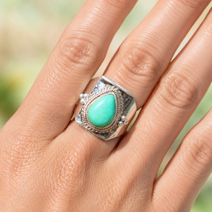 Natural Tibetan Turquoise 925 Sterling Silver <b>Statement</b> <b>Ring</b> Handmade Boho Vintage <b>Statement</b> Women Jewelry Gift Christmas Gift - Product Image 6