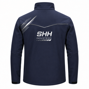 Veste softshell pour homme personnalisée, imperméable, coupe-vent, respirante, à capuche, fermeture éclair intégrale, col montant, impression réfléchissante, logo OEM - Product Image 2