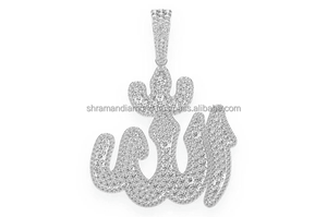 Trendy Unisex Jewelry 10K <b>Gold</b> Custom <b>Arabic</b> Name Vintage Moissanite Diamond Iced Islamic Allah <b>Necklace</b> Pendant Religious Charm - Product Image 4