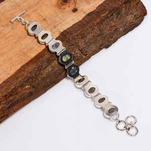 Pulsera de Plata con Piedra Preciosa Ovalada de Labradorita Natural, Estilo Vintage, Plata de Ley 925, Joyería Bohemia, Regalo - Product Image 3