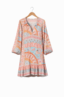 Robe pour femme en polyester imprimé paisley, col en V, fabriquée par un fabricant