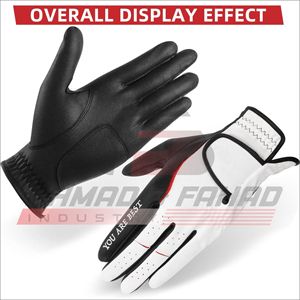 ถุงมือกอล์ฟสีดำและสีขาว คุณภาพดีเยี่ยม กันลม ทนทาน กันลื่น บริการ OEM คุณภาพสูงสุด โดย AHMAD & FAHAD INDUSTRY - Product Image 2
