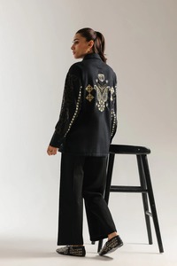 Kurta en coton brodé noir pour femmes, vêtement traditionnel ample, style ethnique Inde Pakistan, toutes saisons, décontracté - Product Image 3