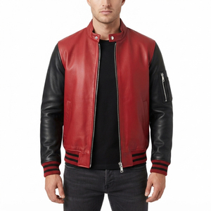 Chaqueta Bomber de Cuero para Hombre, Estilo Urbano, con Cuello Alto y Cierre de Cremallera, en Cuero PU - Product Image 1
