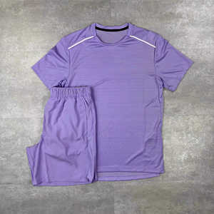 Ensemble de pyjama en coton uni pour homme, col rond, manches courtes, shorts, taille élastique, vêtements décontractés d'été, légers et respirants - Product Image 6