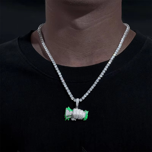 Collar con Colgante de Personaje Demoníaco, Completamente Adornado con Moissanita, Colgante Personalizado de Personaje Hip Hop, Joyería de Moda Urbana - Product Image 4