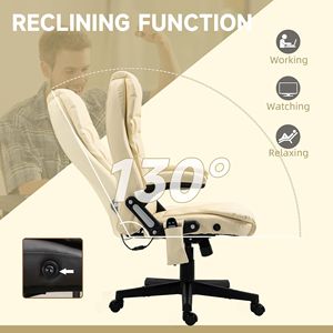 Sedia da Ufficio Ergonomica Reclinabile Beige con 6 Modalità di Vibrazione, Massaggio Riscaldato, Altezza Regolabile, Comoda, Girevole, Contemporanea in Nylon - Product Image 6