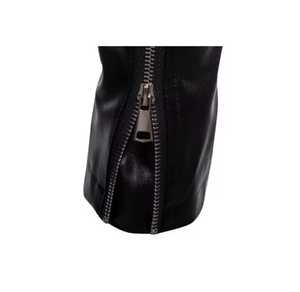 Men's Black Genuine Leather Waterproof Moto <b>Jacket</b> Stand Collar Zipper Closure <b>Slim</b> <b>Fit</b> Autumn Wear - Product Image 3