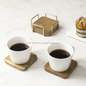 Vente en gros de sous-verres carrés modernes en bois de manguier naturel de 10 cm porte-gobelets classiques de style bambou pour bar de cuisine durable - Product Image 4