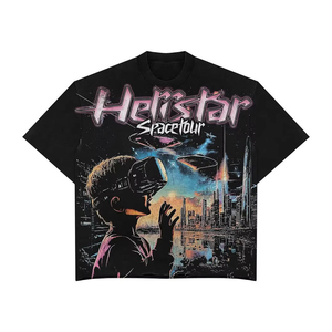 Camisetas de algodón de gran tamaño, holgadas y pesadas, de 300g, con efecto desgastado y estampado DTG en 3D, para verano, estilo streetwear, para hombre. - Product Image 5