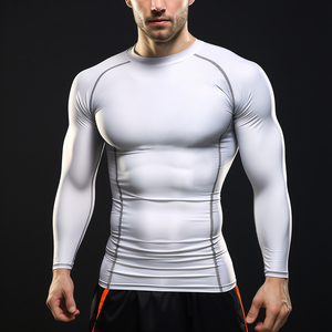 Polyester <b>Men's</b> Sports Cooling Wicks Sweat 4-way Stretch comfort Light Tight Muscle Rash Guard Anti-Bacterial Eco-Friendly - Product Image 3