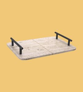 Handmade Natural Travertine Marble <b>Tray</b> For Serving Food <b>Snacks</b> Drinks With Strong Durable Stone And Elegant Home Style Design - Product Image 5