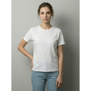 เสื้อยืดผ้าฝ้ายสีขาวสไตล์โบฮีเมียนสำหรับผู้หญิง คอปก ระบายอากาศได้ดี เนื้อผ้านุ่ม ทรงปกติ แขนครึ่งตัว ใส่ได้ทุกวัน สบายๆ สำหรับฤดูร้อน - Product Image 1