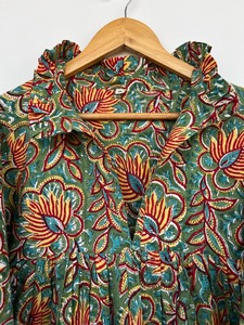 Vestido Maxi Holgado de Algodón 100% para Mujer, Manga Larga, Estilo Boho, Verde Floral, Vintage, para Verano, Resort, Fiesta en el Jardín - Product Image 4