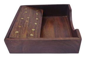 Boîte à mouchoirs multifonctionnelle en bois d'acacia foncé, faite à la main, moderne, autoportante, écologique et décorative - Product Image 5