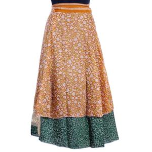 Falda Cruzada Reversible de Seda para Mujer, Estilo Vintage, Cruzada Mágica, Bohemia, Recta, Midi, con Plumas, Natural y Ecológica - Product Image 3