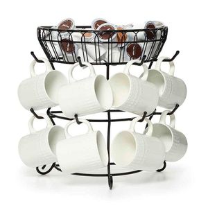 Estante de exhibición para tazas y platillos de hierro con diseño Art Deco de bodegón, soporte para tazas para decoración del hogar y cocina, ideal para aniversarios. - Product Image 3