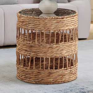 Table d'appoint ronde en jacinthe d'eau tressée à la main, écologique, pour chambre ou salon, provenant d'une usine au Vietnam - Product Image 4