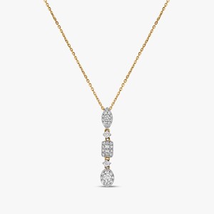 Three Shape Diamond Pendant <b>Necklace</b> Pave Cluster Set Solitaire Everyday Tiny Cable <b>Chain</b> Layering Jewelry 14K 18K Solid Gold - Product Image 1