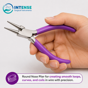 Pince à bec rond professionnel en acier inoxydable pour bijoux, outil de précision pour la création de boucles de fil, avec poignées confortables violettes - Product Image 5