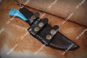 Couteau professionnel à lame fixe en acier Damas à motif torsadé, pleine longueur de lame, pour la chasse et le camping, vente en gros, support OEM/ODM, avec étui - Product Image 6