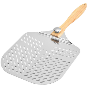 Pelle à pizza en métal perforé avec manche en bois, pelle à pizza professionnelle pour la cuisson au four et la préparation de pizzas - Product Image 5