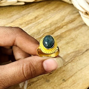 Unique Design Labradorite <b>Rings</b> Tribal Brass Jewelry Women 18k Gold Plated Vintage Beaded <b>Statement</b> Band <b>Ring</b> Wholesale/OEM/ODM - Product Image 4