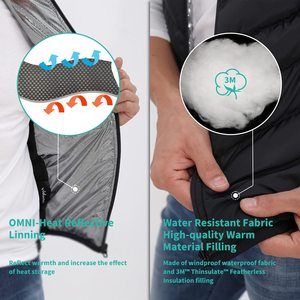 Custom Winter Lightweight USB <b>Electric</b> Heated Vest for Men Women with 4 Carbon Fiber Heating <b>Pads</b> and Thermal Reflective Lining - Product Image 5