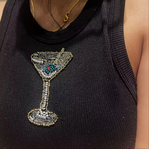 T-shirt en coton brodé de perles motif palmier, fait main, avec applique de perles de rocaille, noir, manches courtes, vêtement décontracté d'été - Product Image 1