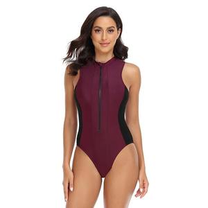 Maillot de bain une pièce noir pour femme avec bandes latérales néon, col carré, extensible, design contrastant - Product Image 1