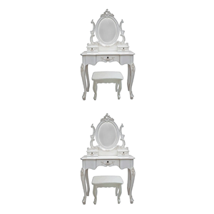 Coiffeuse d'angle moderne de luxe en bois massif d'acajou écologique avec miroir et 3 tiroirs pour chambre à coucher, fabriquée en Indonésie - Product Image 3