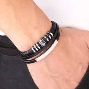 MenneM Bracelet de couple de luxe décontracté, multicouche, fait main, vintage, géométrique, style western, pour hommes, vente en gros - Product Image 3