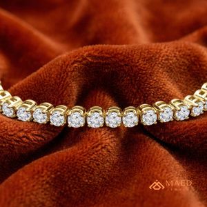 สร้อยข้อมือเทนนิสโมอิสซาไนต์ทรงกลมชุบทอง 18K สำหรับผู้หญิง เครื่องประดับแฟชั่นหรูหรา ดีไซน์เป็นของขวัญสุดหรู - Product Image 2
