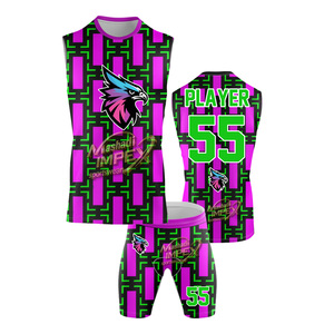 Mashadi IMPEX Ensemble de maillot de basketball sublimé rose vert avec logo Hawk, débardeur, short, sac à dos, tenue de sport unisexe pour adulte - Product Image 2