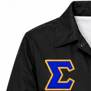 เสื้อแจ็คเก็ตสีน้ำเงินรอยัล Sigma Gamma Rho ลายปักตราสัญลักษณ์  ออกแบบได้ตามต้องการ พร้อมตัวอักษรภาษากรีก SGRho สำหรับชมรมนักศึกษา  เสื้อผ้าสำหรับวิทยาลัยแบบสั่งทำพิเศษ - Product Image 3