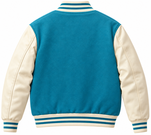 Chaqueta Varsity Bordada Color Verde Azulado para Hombre, Chaqueta de Béisbol con Botones a Presión y Diseño Floral de Vitral - Product Image 2