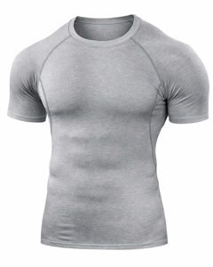 T-shirt de compression pour homme, logo personnalisé, coupe ajustée, uni, athlétique, pour entraînement musculaire - Product Image 4