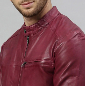 2026 Custom Design Coated Stand Collar <b>Leather</b> <b>Jacket</b> Solid Color Men's Vintage Style Hooded ODM Serviced - Product Image 5