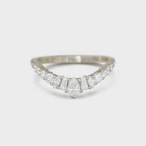 14K 18K Gold Mixed Cut Lab Grown Diamond Contour Wedding Bands Cluster Set Modern Minimalist Enhancer <b>Stacking</b> <b>Rings</b> For Women's - Product Image 3