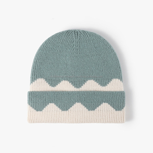 Gorro de Punto Unisex con Rayas Jacquard, Gorro de Invierno para Esquí, Estilo Casual para Adultos, 100% Poliéster, 56-58CM, Patrón de Punto Computarizado - Product Image 5
