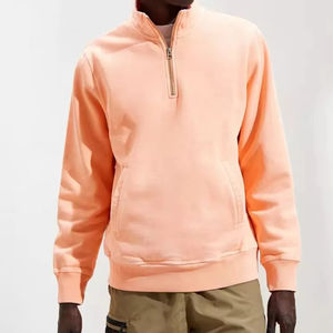 Sweat-shirts en coton à col roulé mi-zippé couleur unie personnalisés pour l'automne, design personnalisé, sweat-shirts décontractés pour hommes à col montant 1/4 zip, sweats à capuche - Product Image 1