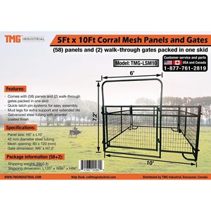 TMG LSM10 Pannelli e Cancelli in Rete per Recinti di Bestiame 5FT X 10FT, 58 Pannelli e 2 Cancelli in un Unico Skid per Attrezzature Zootecniche - Product Image 5