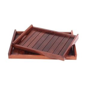 Wood Serving Tray Rectangular Wooden <b>Breakfast</b> Tray Handmade Rustic Serving Platter Kitchen Food Serving Tray - Product Image 5