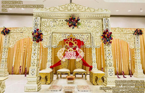 Mandap Dhanush Blanco de FRP para Bodas Hindúes, Decoración Exclusiva para Bodas de Sri Lanka, Mandap con Diseño de Bigote para Bodas Hindúes - Product Image 3