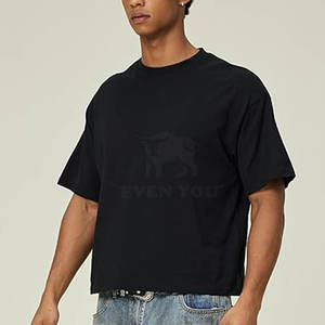 High Quality 100% Cotton Heavy Weight Solid Luxury <b>T</b>-<b>shirt</b> Custom Print Front Logo Boxy Fit Oversize Men Quick Dry Breathable - Product Image 4