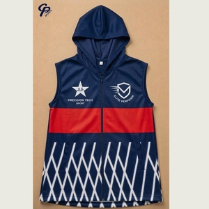 Custom Sublimated Cricket Training Sleeveless Hoodie - Quick-Dry <b>Athletic</b> Vest for Men - Product Image 2