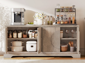 Aparador Moderno Retro Vintage Industrial de Madera de Mango Reciclada con 3 Puertas y Estructura de Hierro para Comedor, Hogar o Cocina - Product Image 2